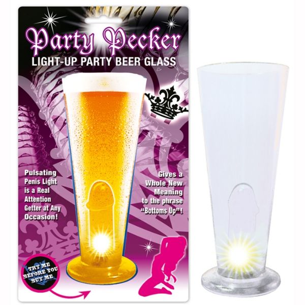 Picture of PARTY PECKER LIGHT UP PARTY BEER GLASS CLEAR