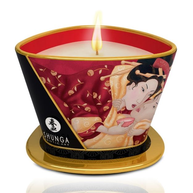Picture of SHUNGA MASSAGE CANDLE STRAWBERRY CHAMPAGNE