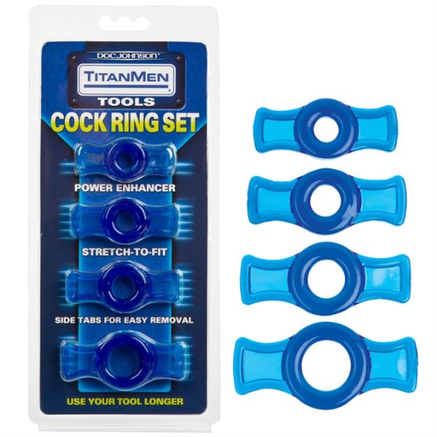 Picture of TITANMEN TOOLS COCK RING SET BLUE