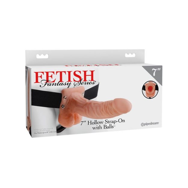 Picture of FFS 7" HOLLOW STRAP-ON WITH BALLS - FLESH