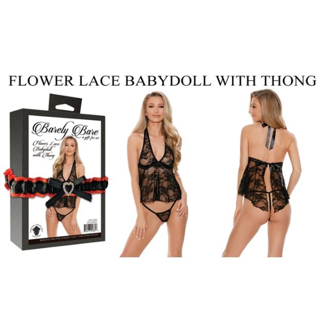 Picture of FLOWER LACE BABYDOLL WITH THONG