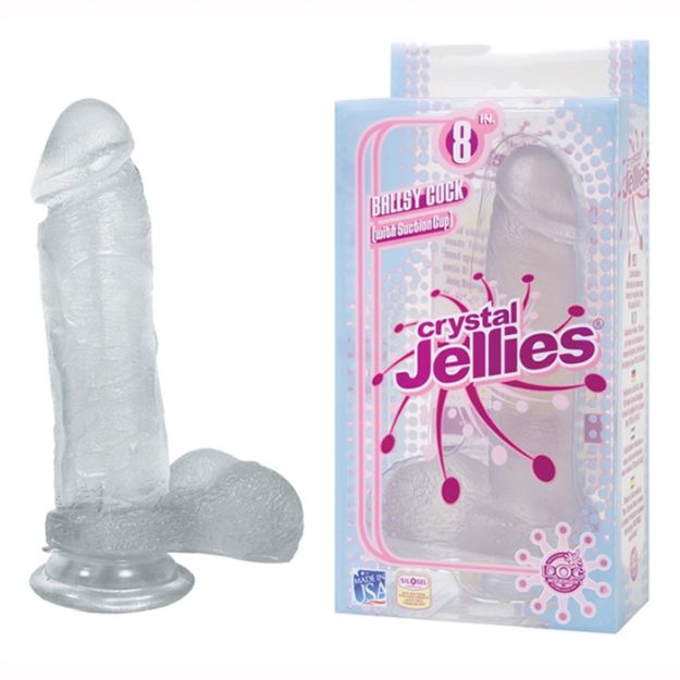 Picture of Crystal Jellies - 8" Realistic Cock Balls - clear